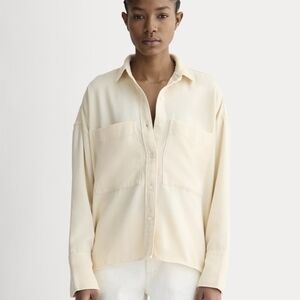 Everlane Shirt Womens Cream Boxy Overshirt Tencel Thick Buttersoft Parchment